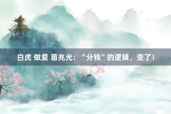 白虎 做爱 苗兆光：“分钱”的逻辑，变了！
