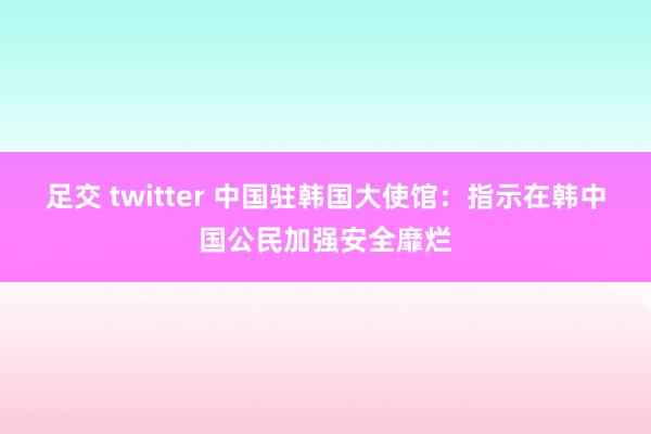足交 twitter 中国驻韩国大使馆：指示在韩中国公民加强安全靡烂