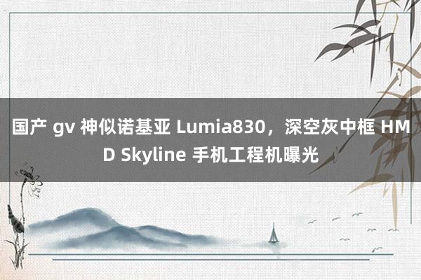 国产 gv 神似诺基亚 Lumia830，深空灰中框 HMD Skyline 手机工程机曝光