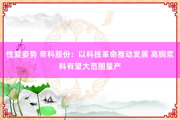 性爱姿势 帝科股份：以科技革命推动发展 高铜浆料有望大范围量产