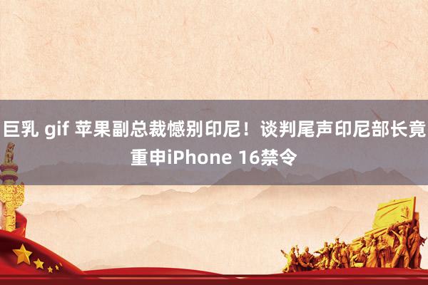 巨乳 gif 苹果副总裁憾别印尼！谈判尾声印尼部长竟重申iPhone 16禁令