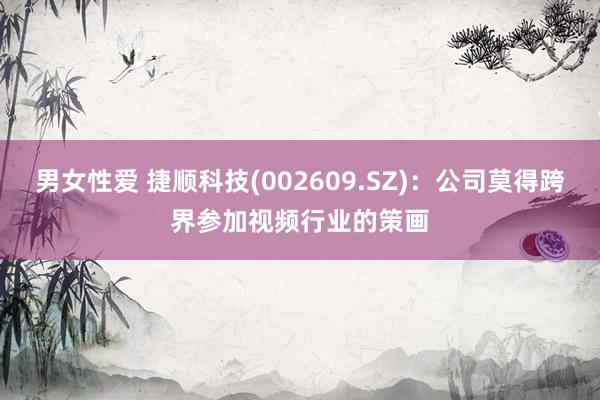 男女性爱 捷顺科技(002609.SZ)：公司莫得跨界参加视频行业的策画