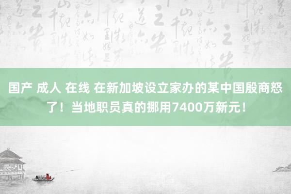 国产 成人 在线 在新加坡设立家办的某中国殷商怒了！当地职员真的挪用7400万新元！