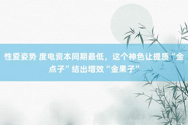 性爱姿势 度电资本同期最低，这个神色让提质“金点子”结出增效“金果子”