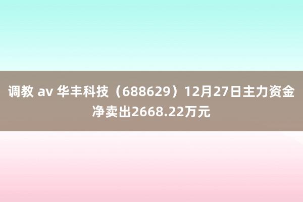 调教 av 华丰科技（688629）12月27日主力资金净卖出2668.22万元