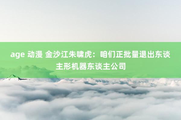 age 动漫 金沙江朱啸虎：咱们正批量退出东谈主形机器东谈主公司