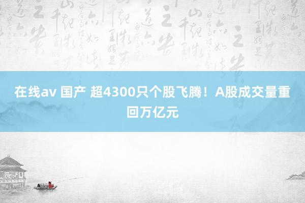 在线av 国产 超4300只个股飞腾！A股成交量重回万亿元