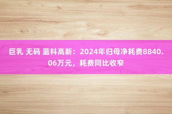 巨乳 无码 蓝科高新：2024年归母净耗费8840.06万元，耗费同比收窄