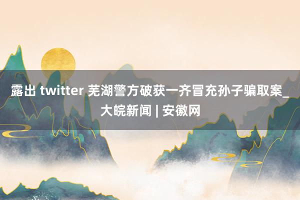 露出 twitter 芜湖警方破获一齐冒充孙子骗取案_大皖新闻 | 安徽网