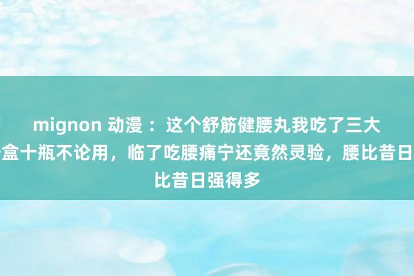 mignon 动漫 ：这个舒筋健腰丸我吃了三大盒，一盒十瓶不论用，临了吃腰痛宁还竟然灵验，腰比昔日强得多